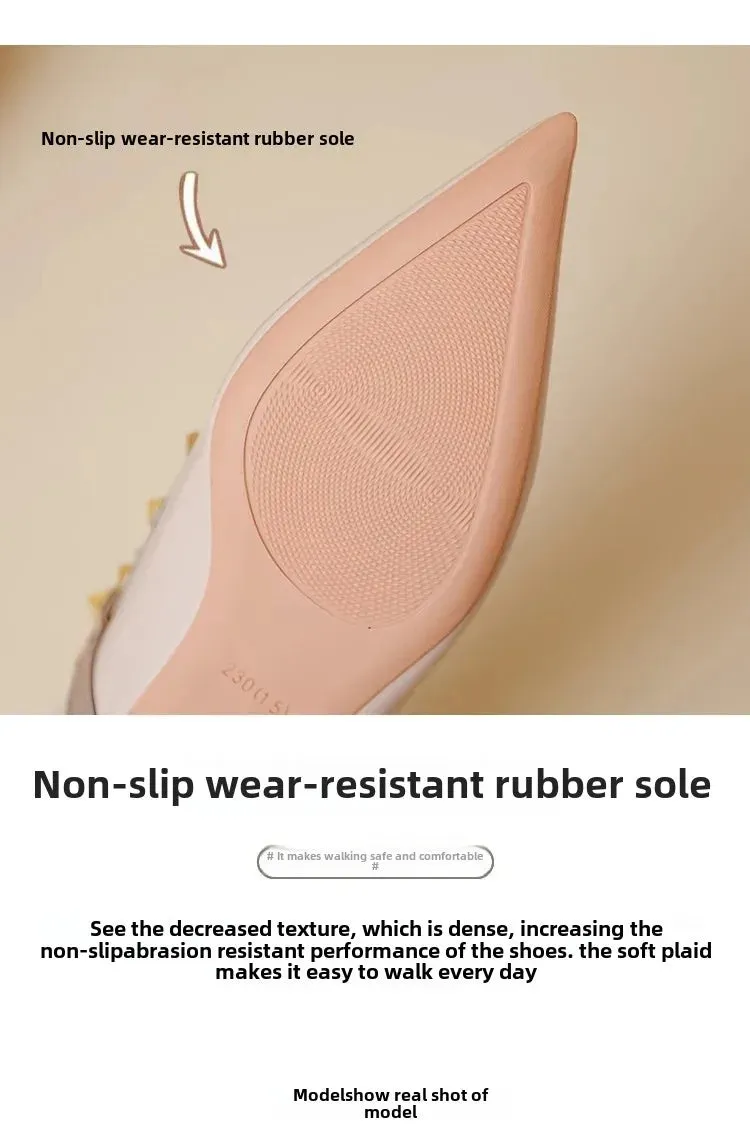 Elegant French Style Cropped Studded Flat Bottom Sandals Women's Summer Tweed Pattern Medial Vacancy Pointe Roman Design