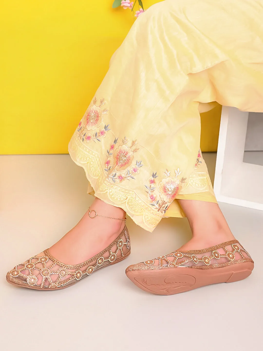 Elegant Rhinestone Embellished Flats