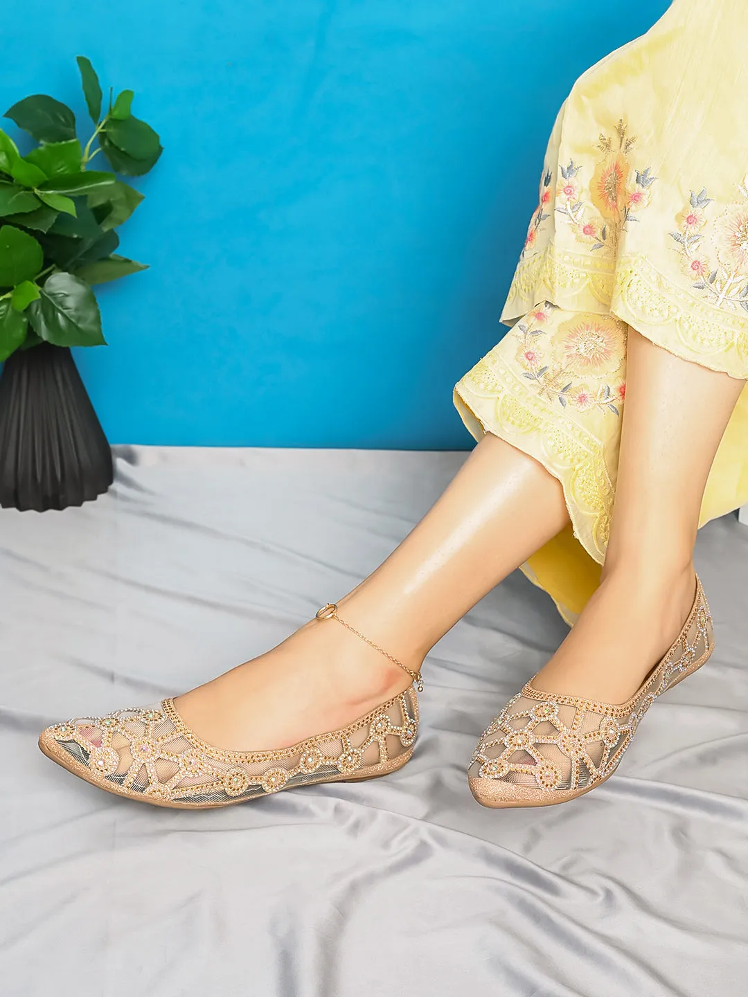 Elegant Rhinestone Embellished Flats