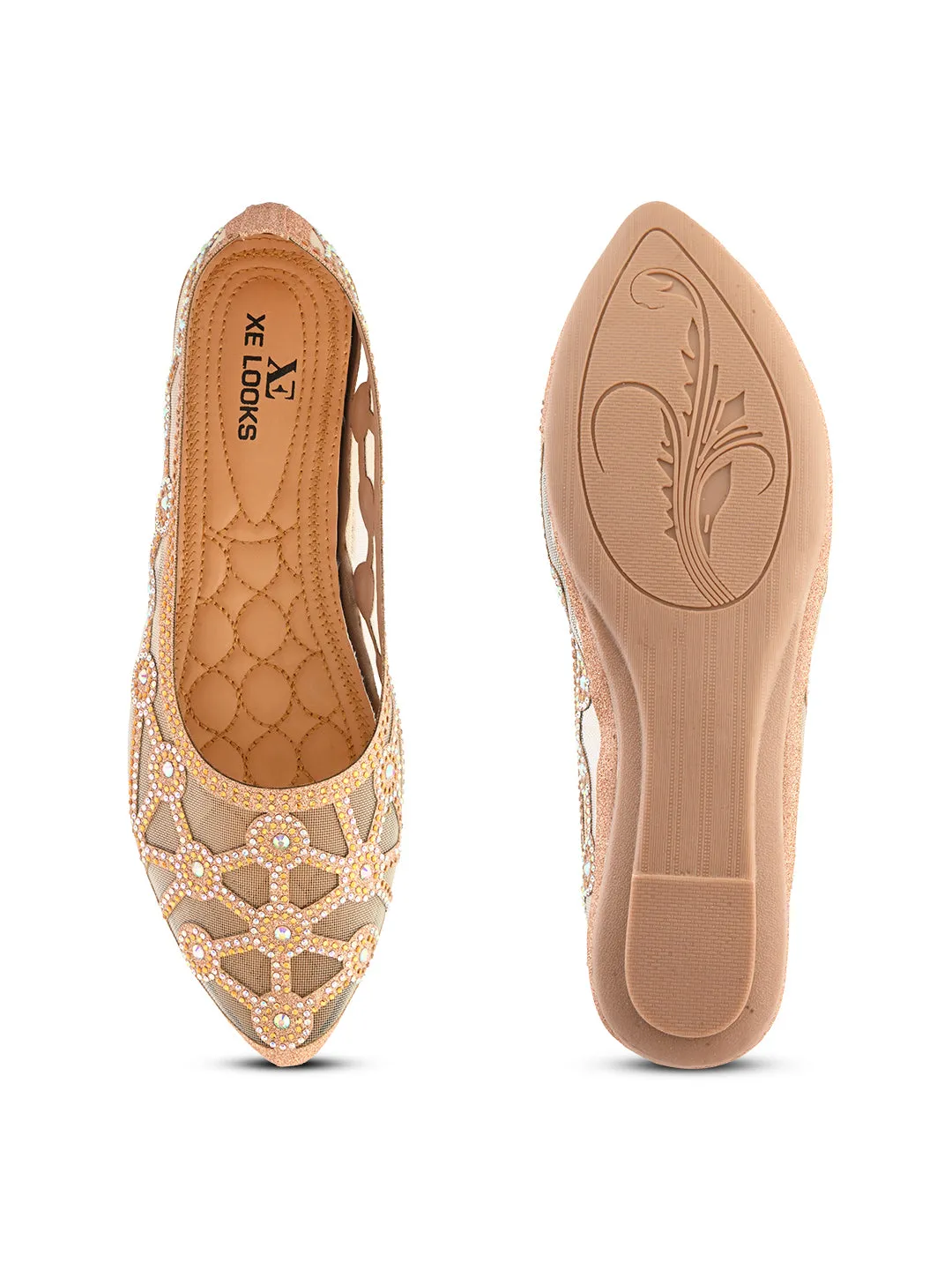 Elegant Rhinestone Embellished Flats
