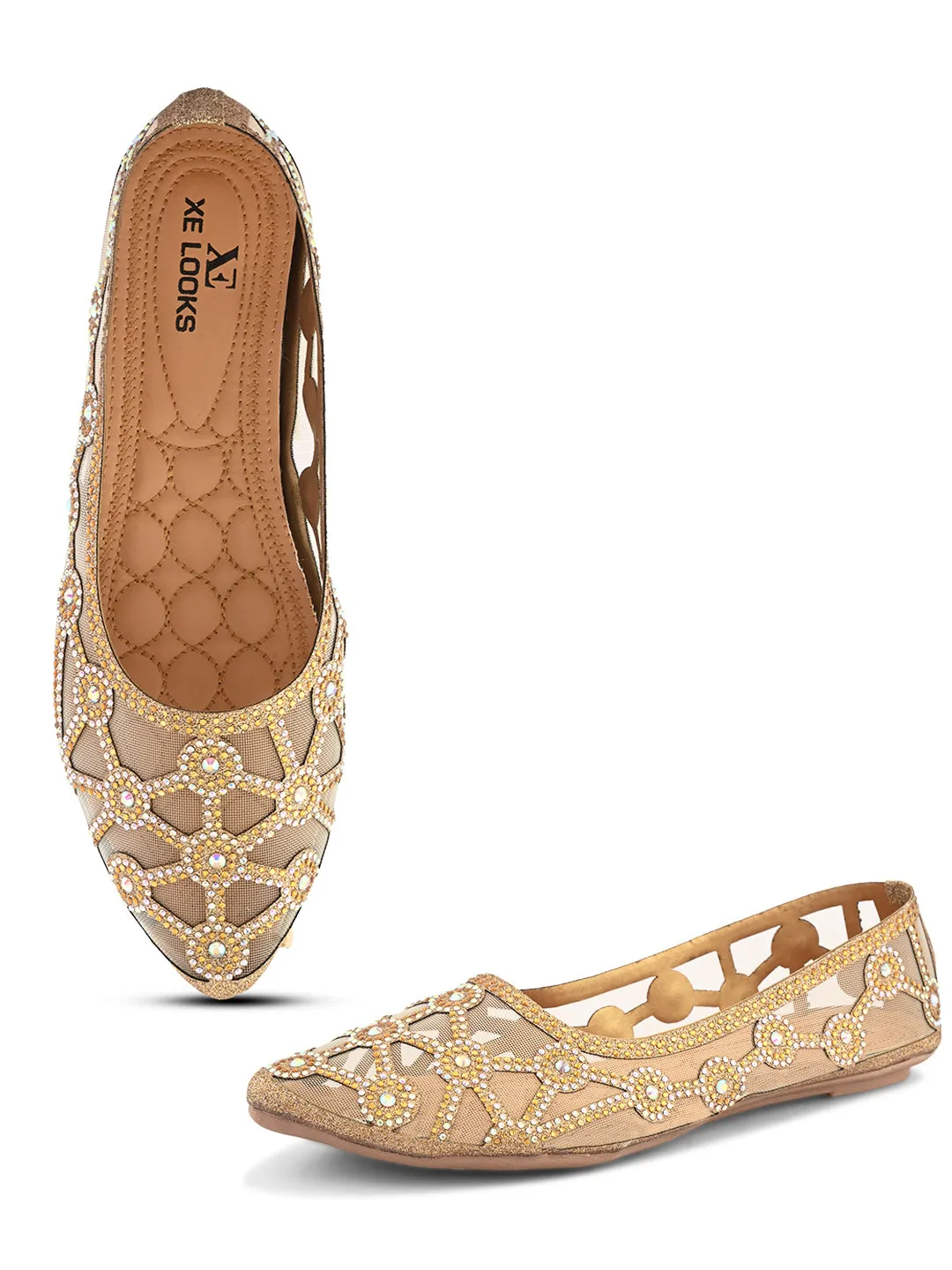 Elegant Rhinestone Embellished Flats