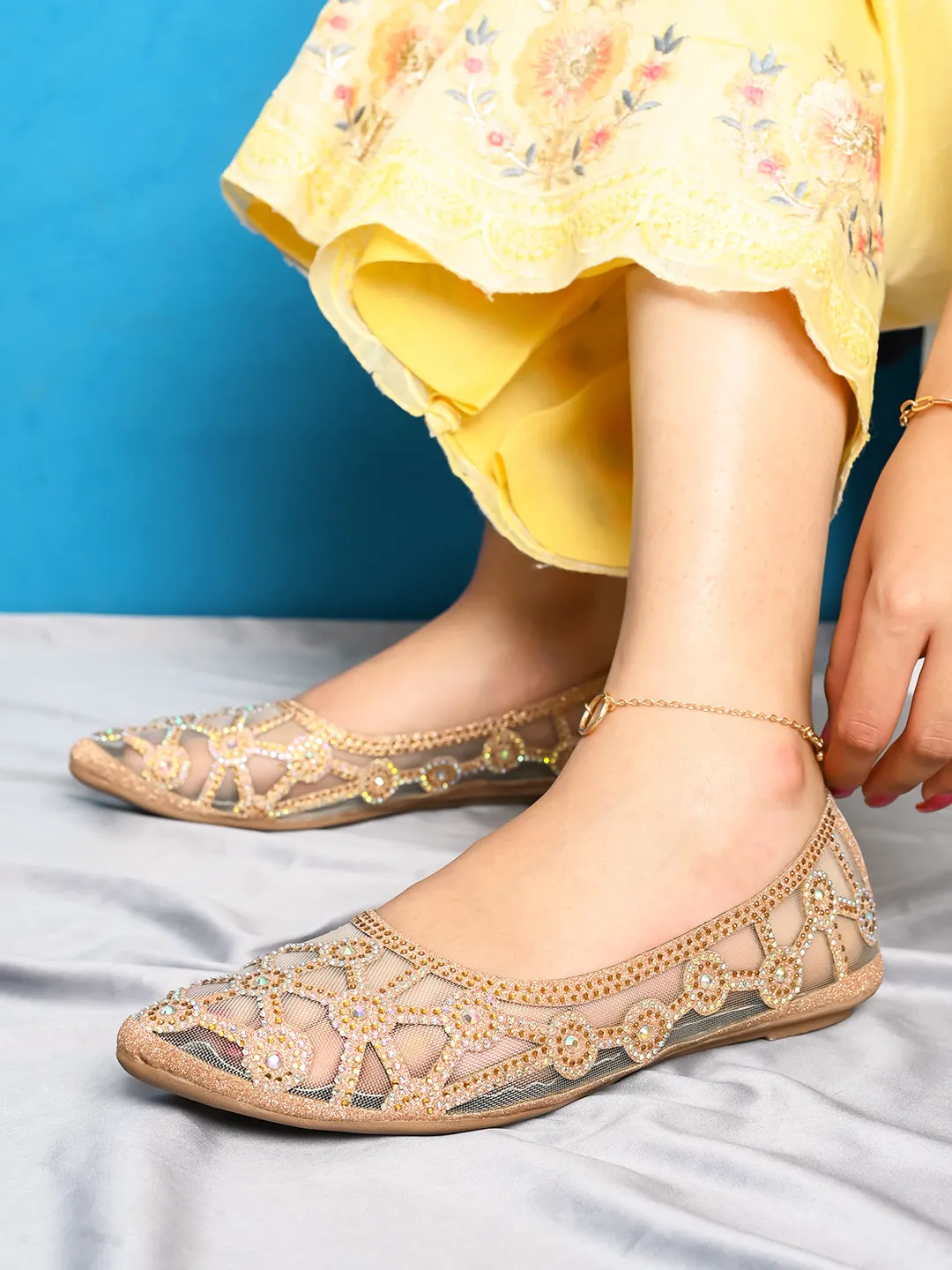 Elegant Rhinestone Embellished Flats