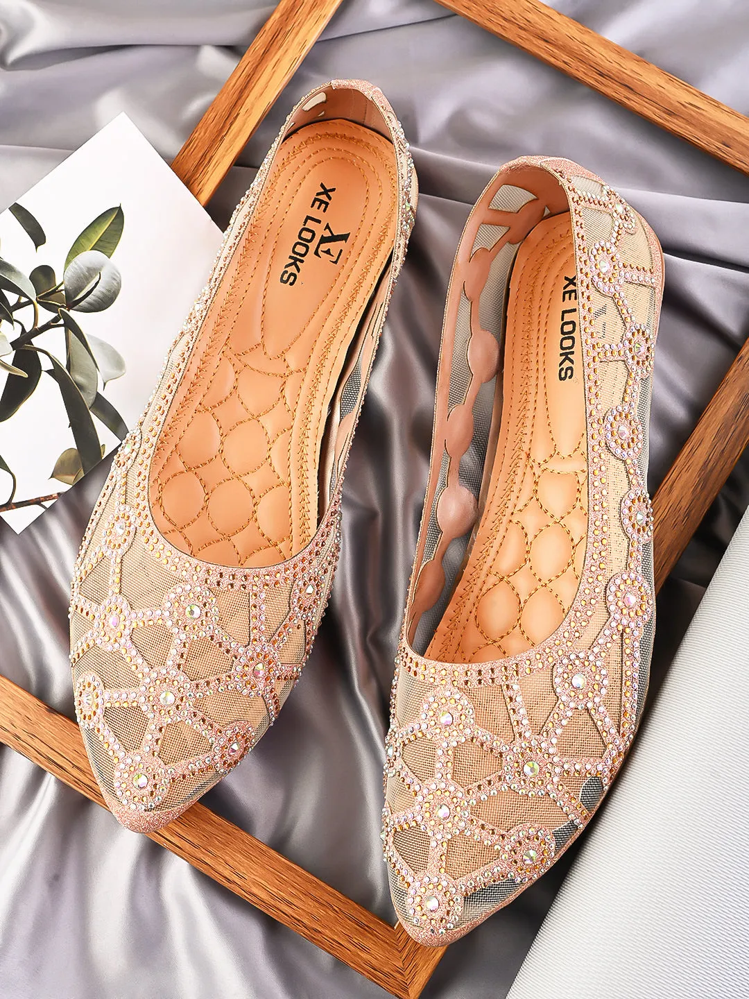 Elegant Rhinestone Embellished Flats