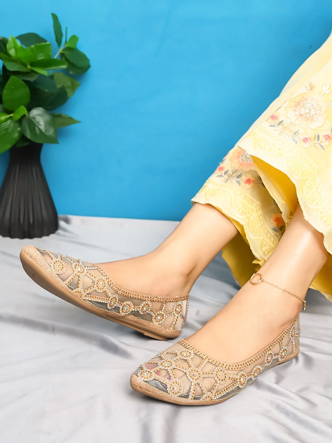 Elegant Rhinestone Embellished Flats