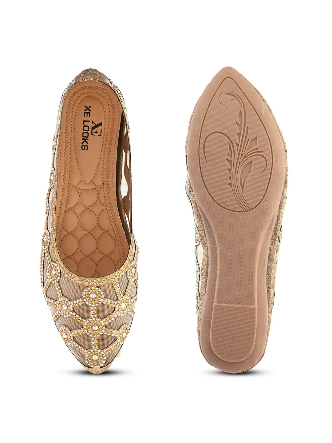 Elegant Rhinestone Embellished Flats