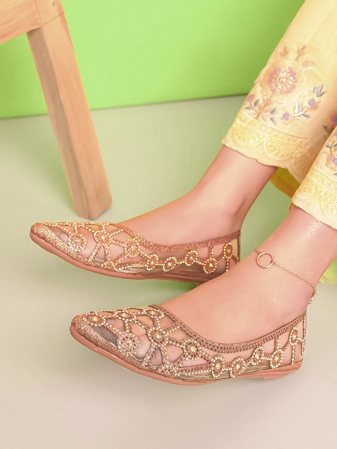 Elegant Rhinestone Embellished Flats