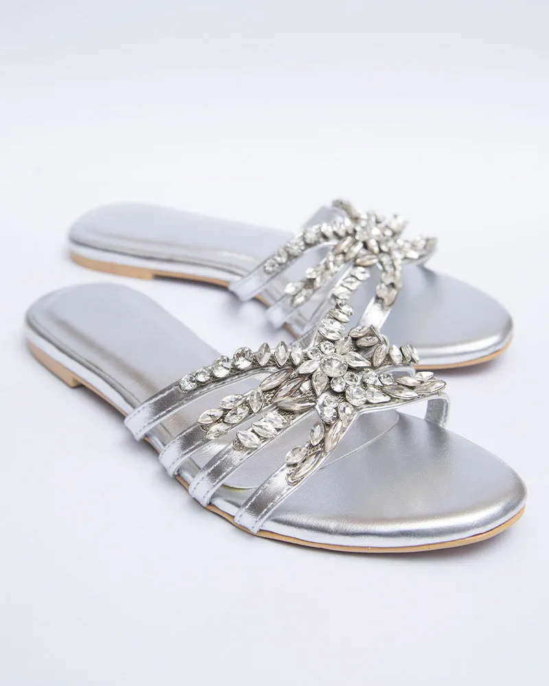 EZZA Formal Flats with Studded Brooch