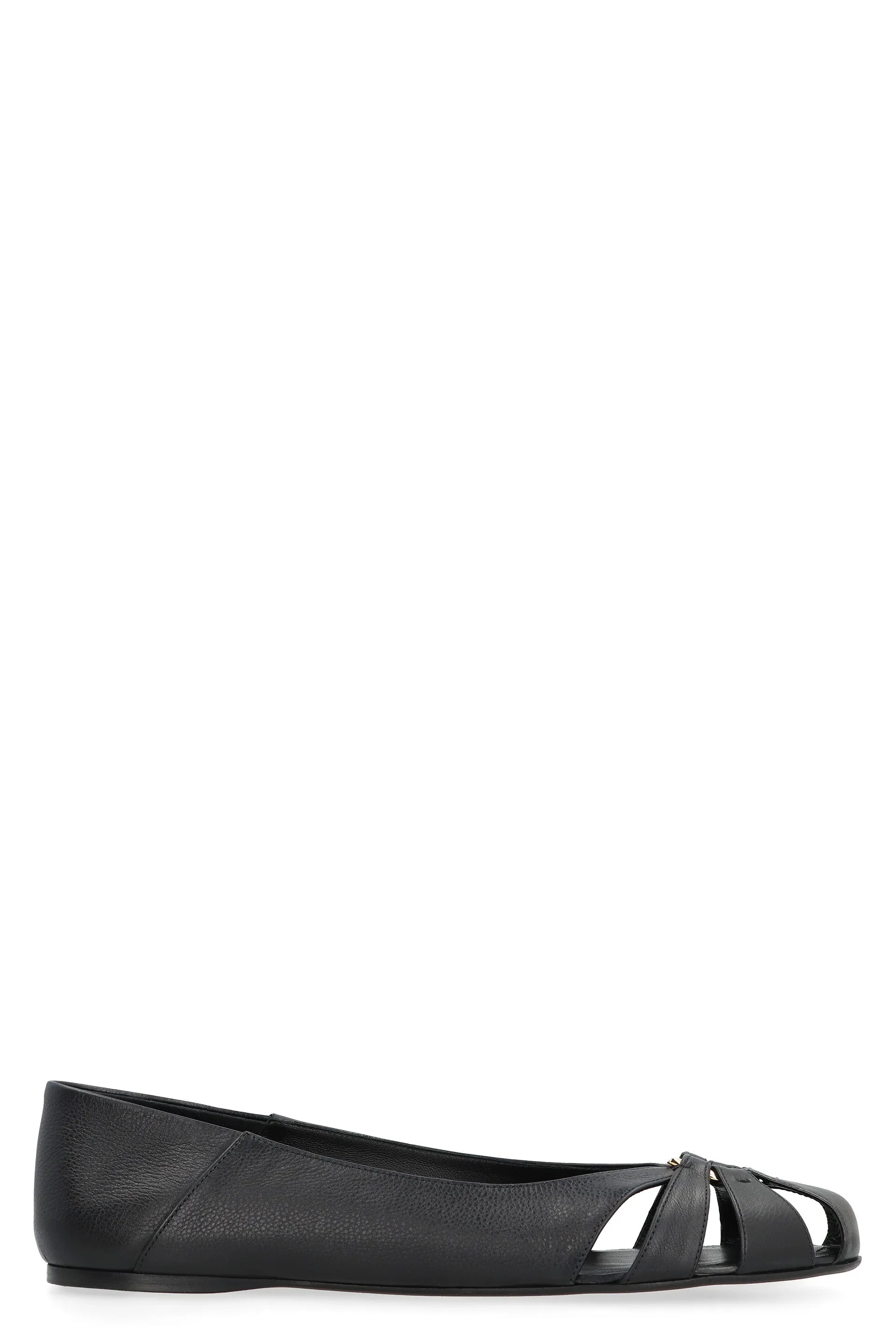 Ferragamo Elegant Leather Ballet Flats with Cut-Out Design
