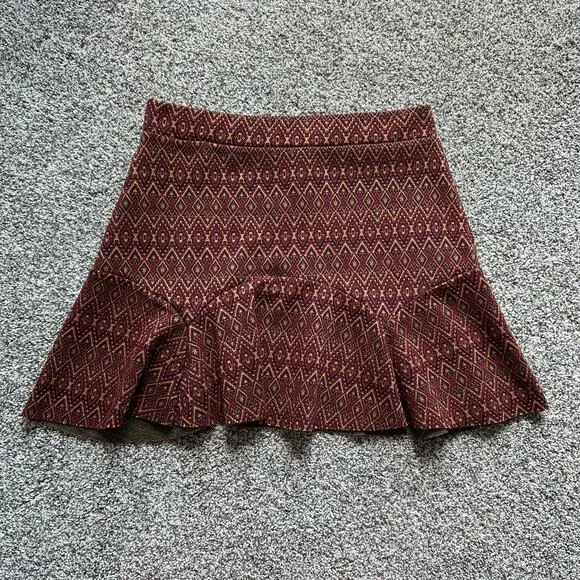 Free People red &amp; yellow knit mini skirt size M NWT