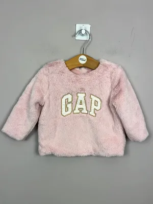 Gap pink fur sweatshirt 6-12m