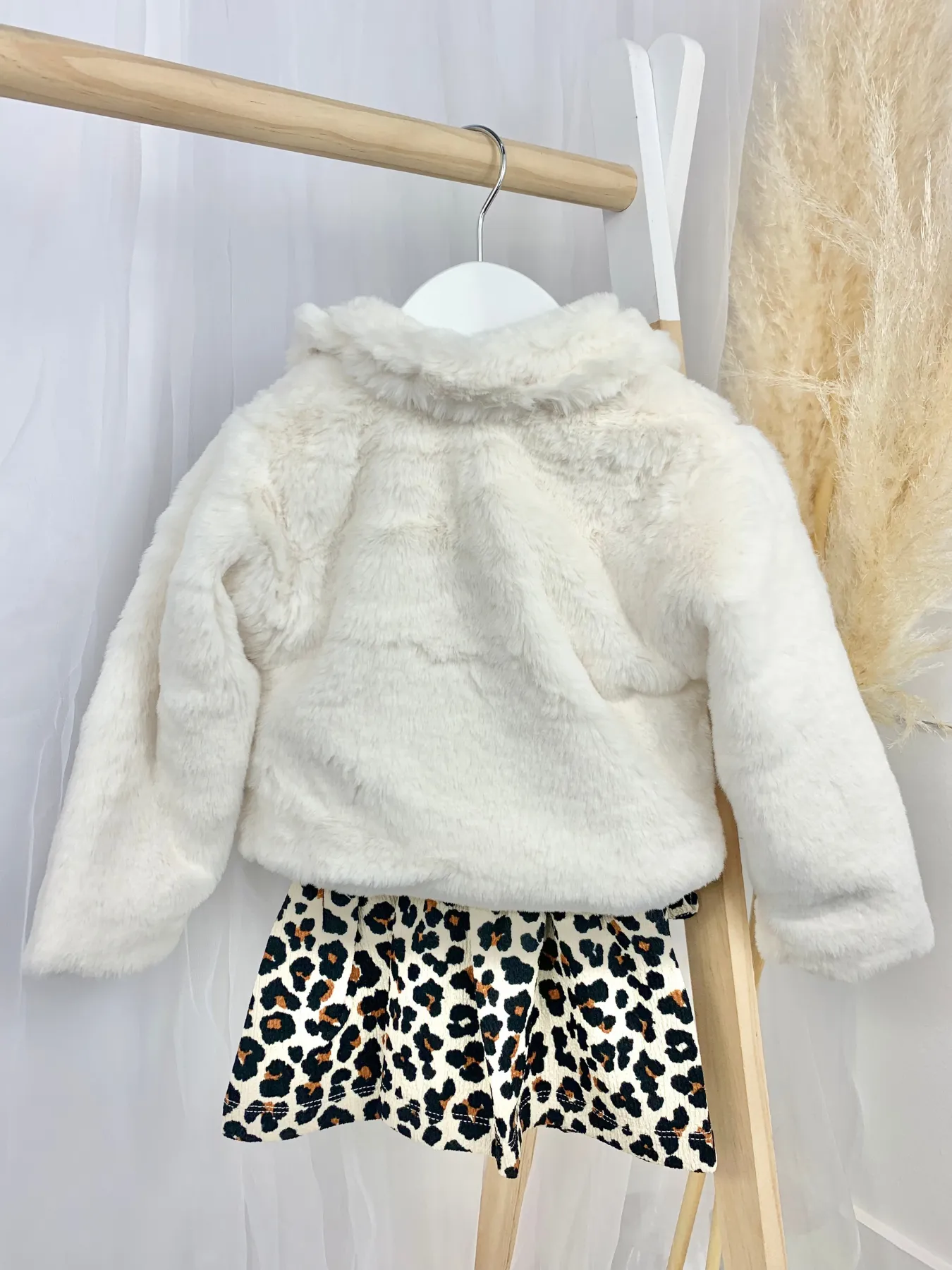 Girls Leopard Dress & Faux Fur Jacket Set