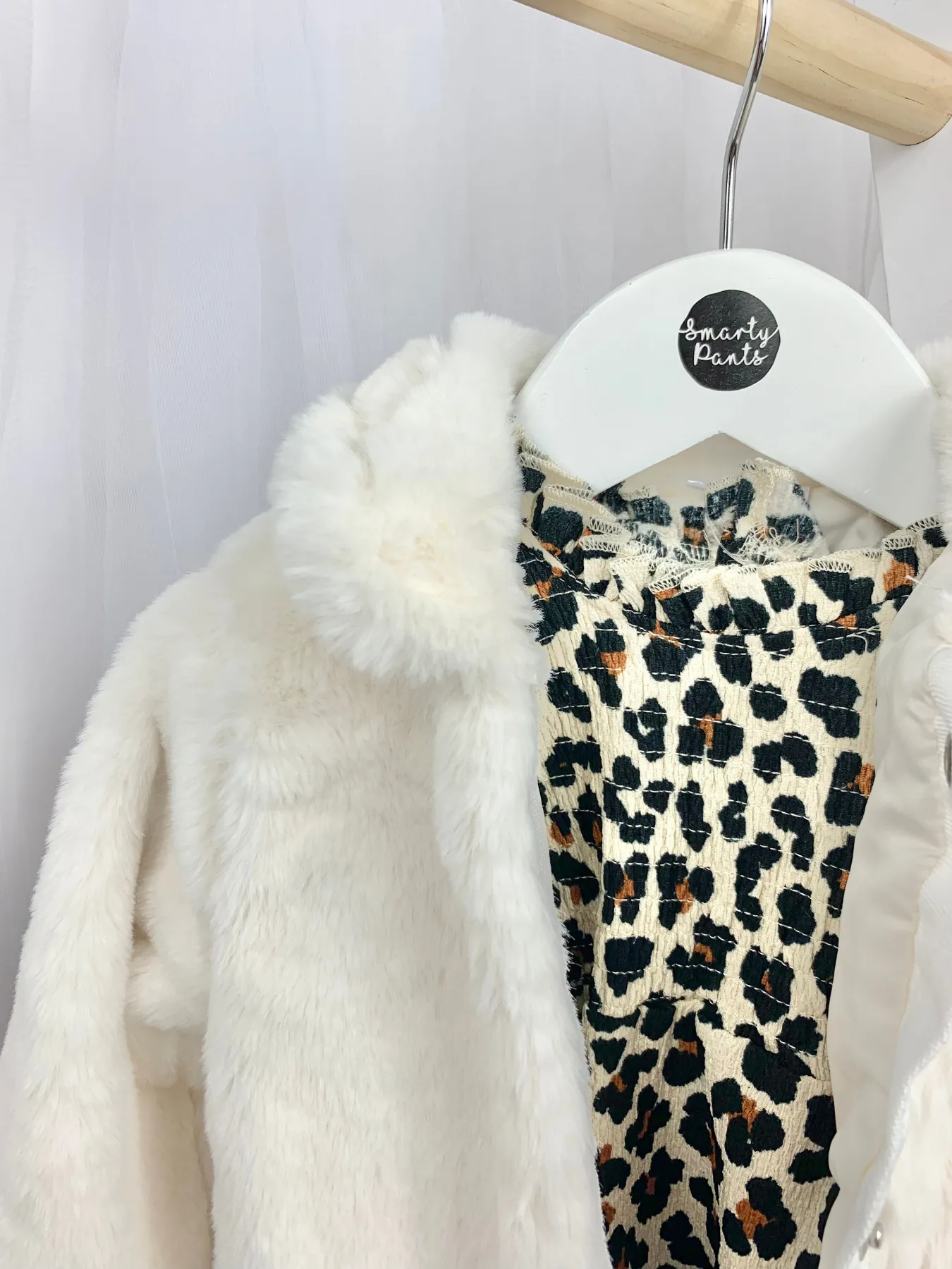 Girls Leopard Dress & Faux Fur Jacket Set