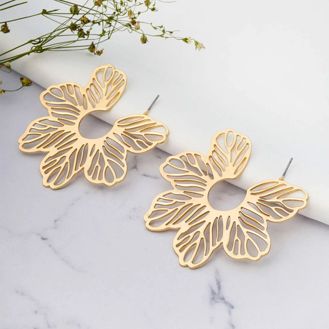 Gold Flower Hoops