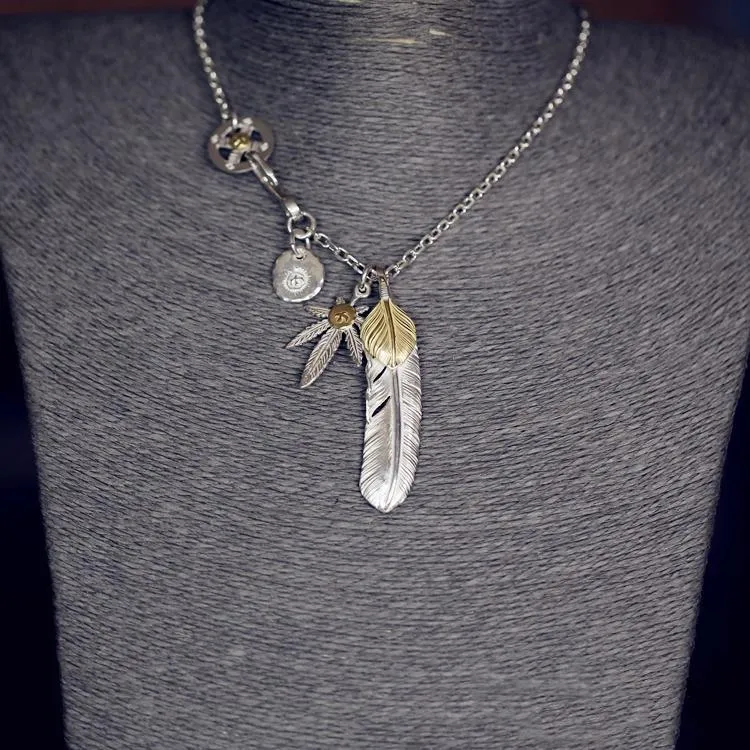 Goros Gold Top Feather, Grass With 18K Gold, And Silver In Sun Metal Setup