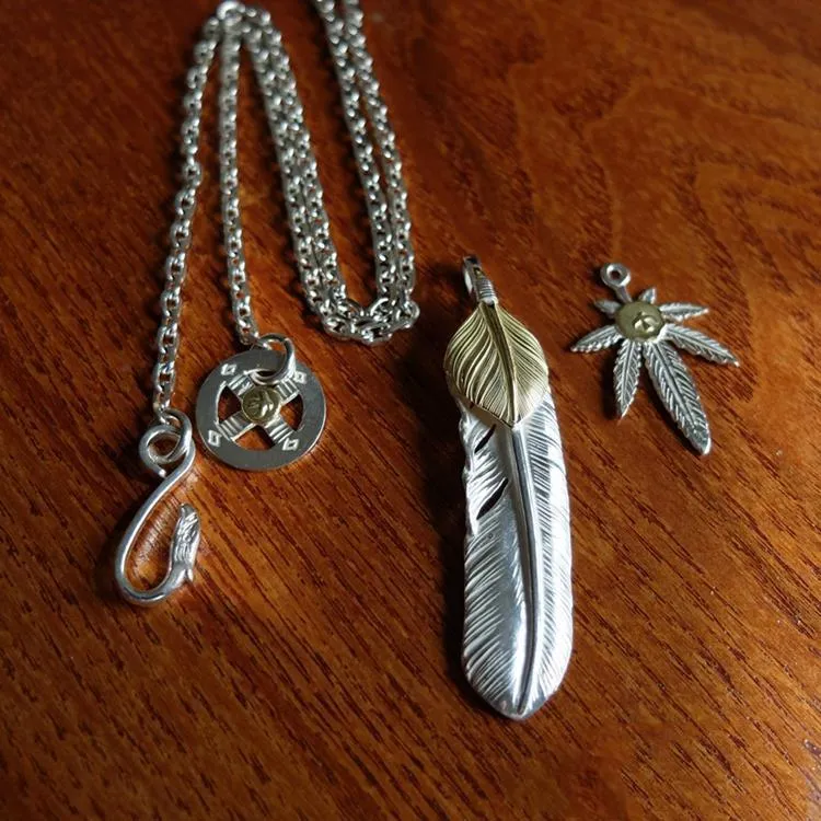 Goros Gold Top Feather, Grass With 18K Gold, And Silver In Sun Metal Setup