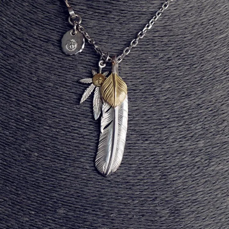 Goros Gold Top Feather, Grass With 18K Gold, And Silver In Sun Metal Setup