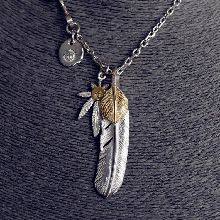 Goros Gold Top Feather, Grass With 18K Gold, And Silver In Sun Metal Setup