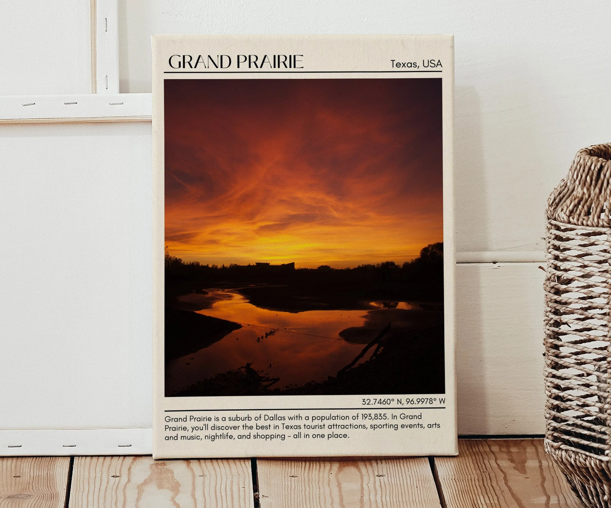 Grand Prairie Minimal Wall Art, Texas, USA