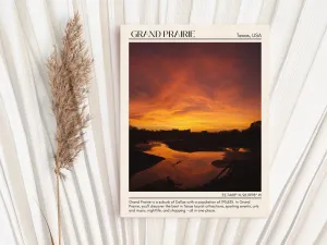 Grand Prairie Minimal Wall Art, Texas, USA