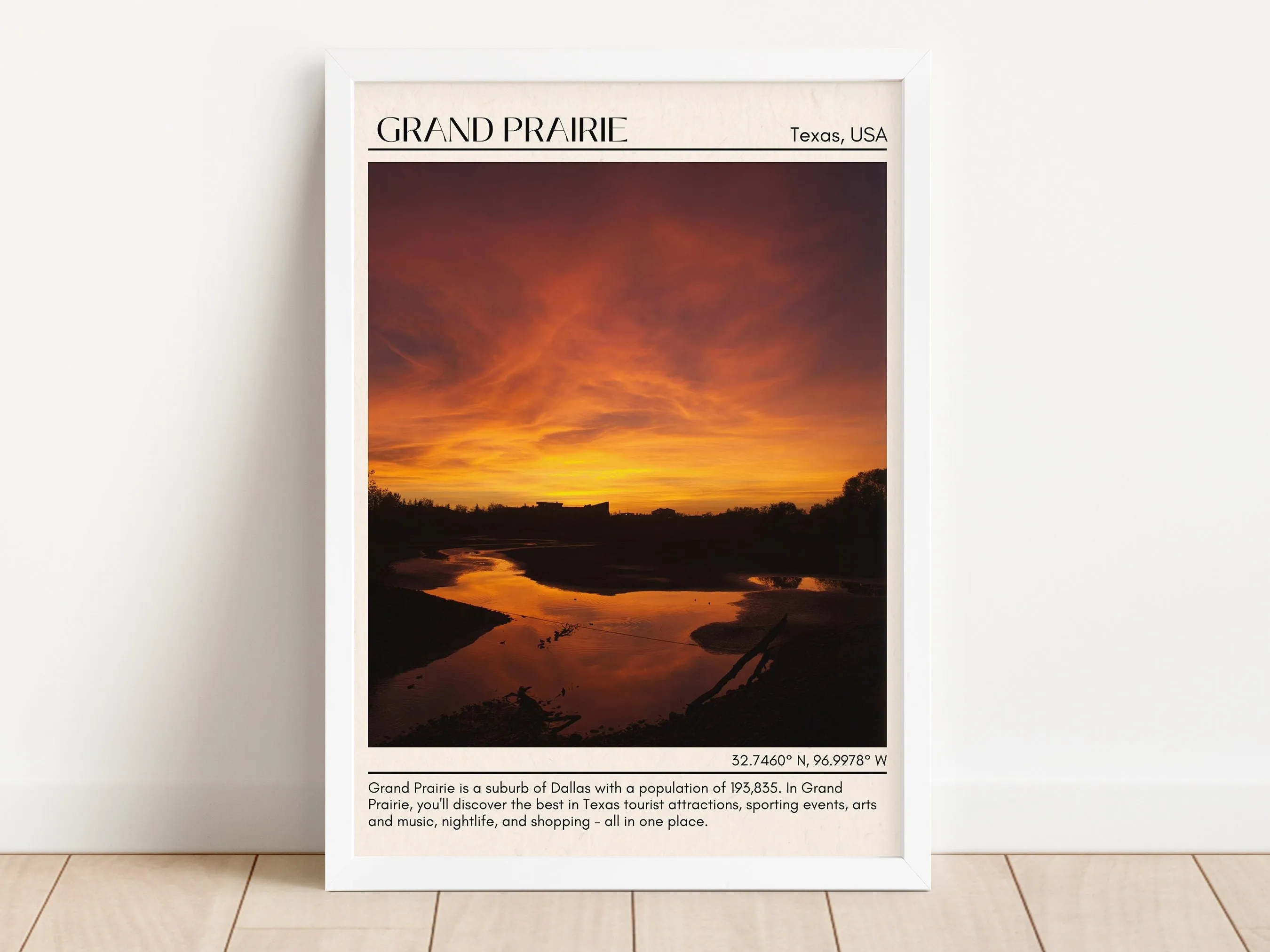 Grand Prairie Minimal Wall Art, Texas, USA