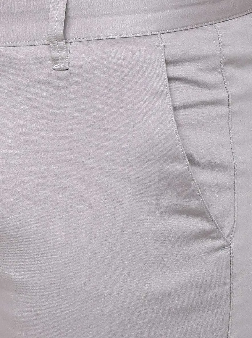 Grey Solid Super Slim Fit Casual Trouser | Greenfibre