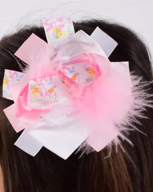 Happy Easter  6in Pink Marabou Boutique Bow