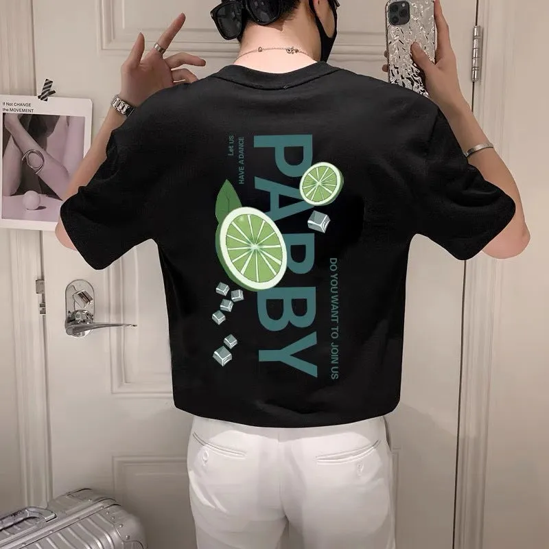INSTOCK-Green lemon ice cube short sleeves trendy American