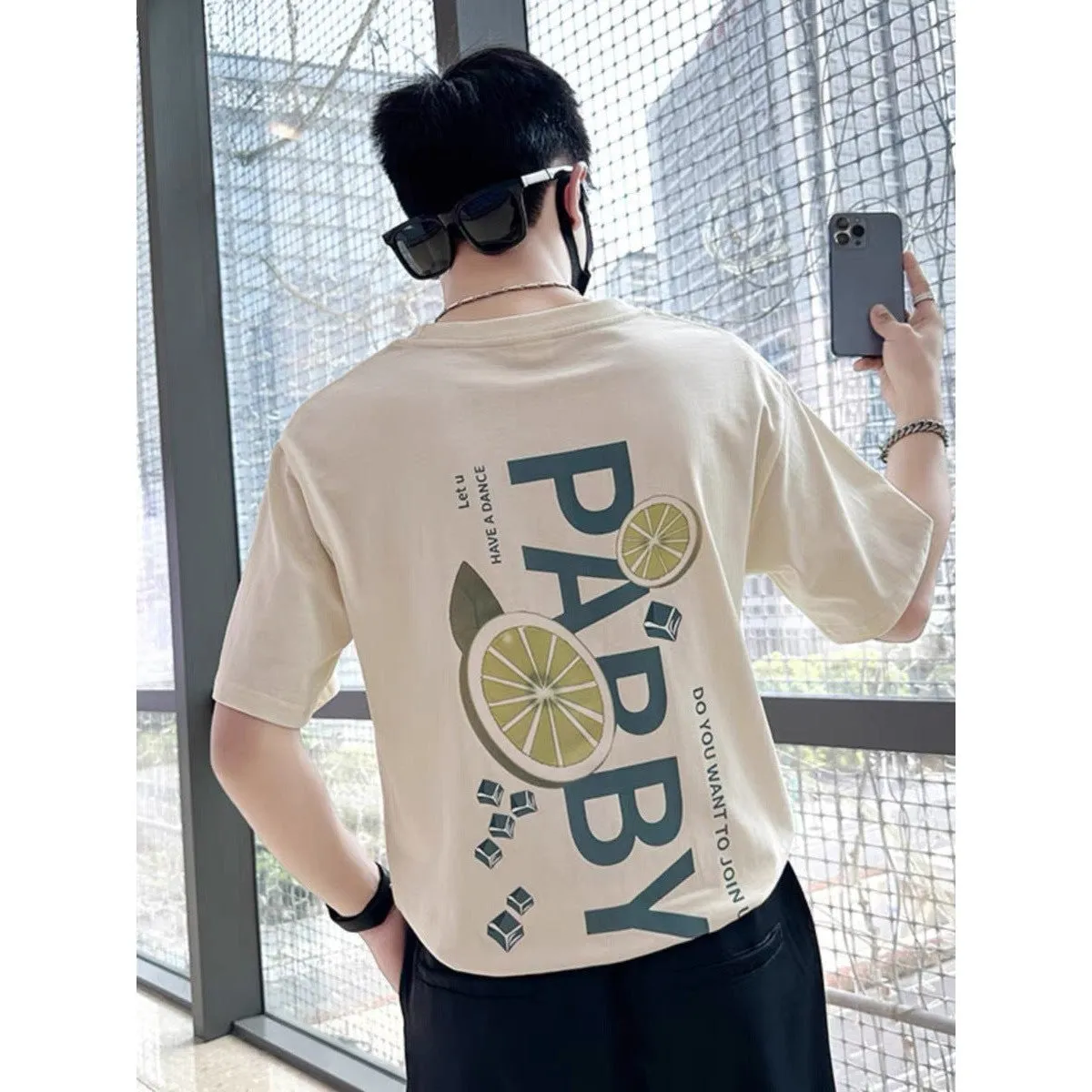 INSTOCK-Green lemon ice cube short sleeves trendy American