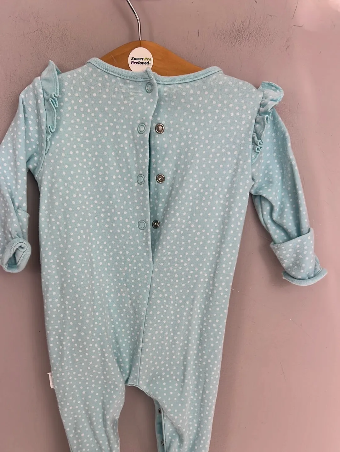 Jojo Maman Bebe aqua bunny sleepsuit 0-3m