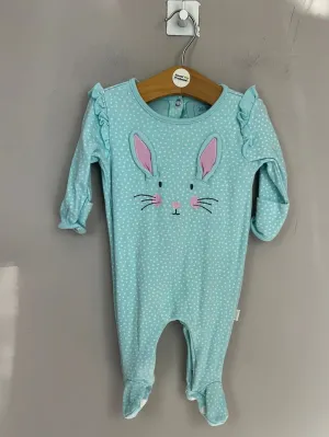 Jojo Maman Bebe aqua bunny sleepsuit 0-3m