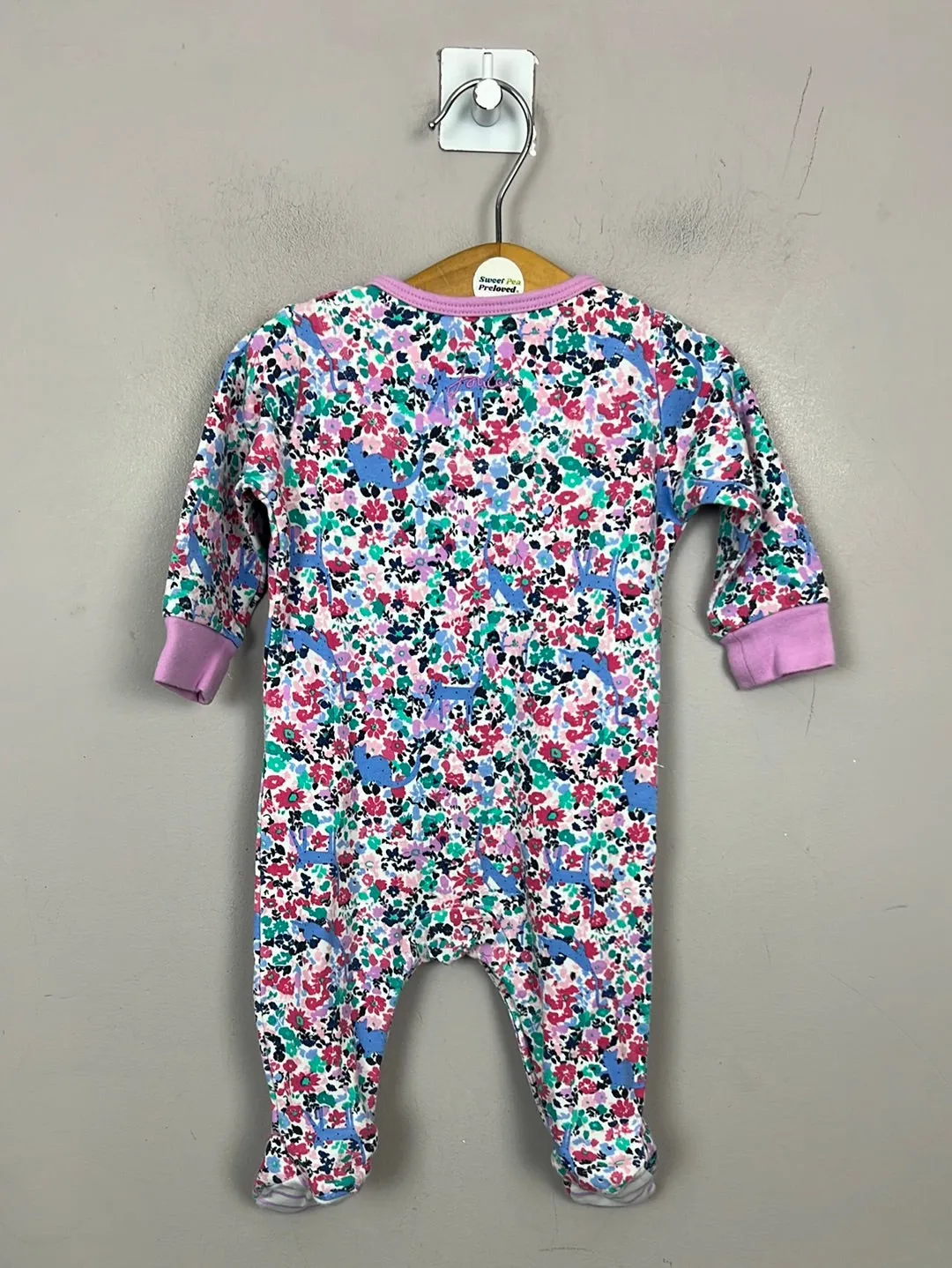 Joules ditsy sleepsuit 0-3m