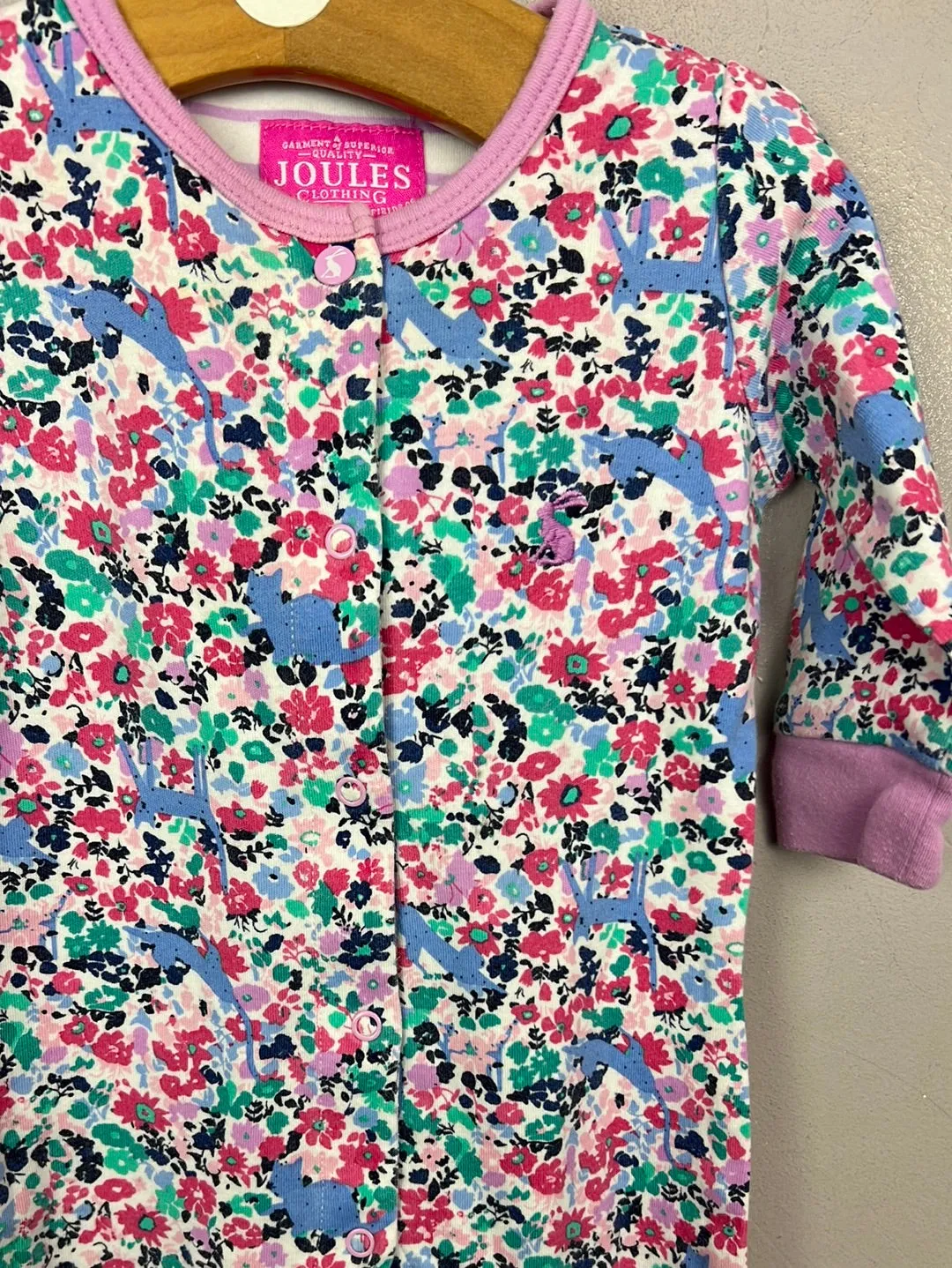 Joules ditsy sleepsuit 0-3m