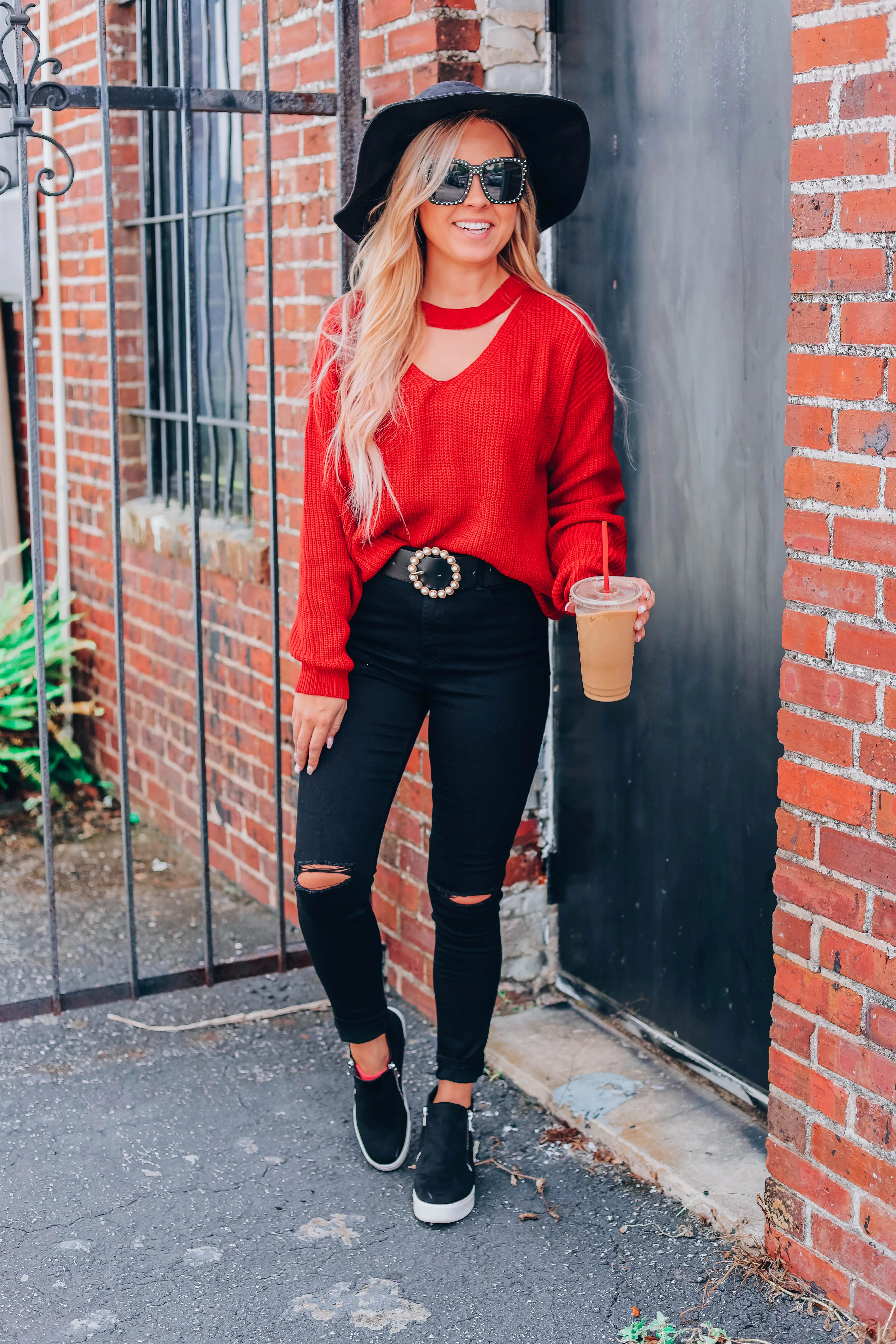 Just Met You Choker Sweater - Ruby
