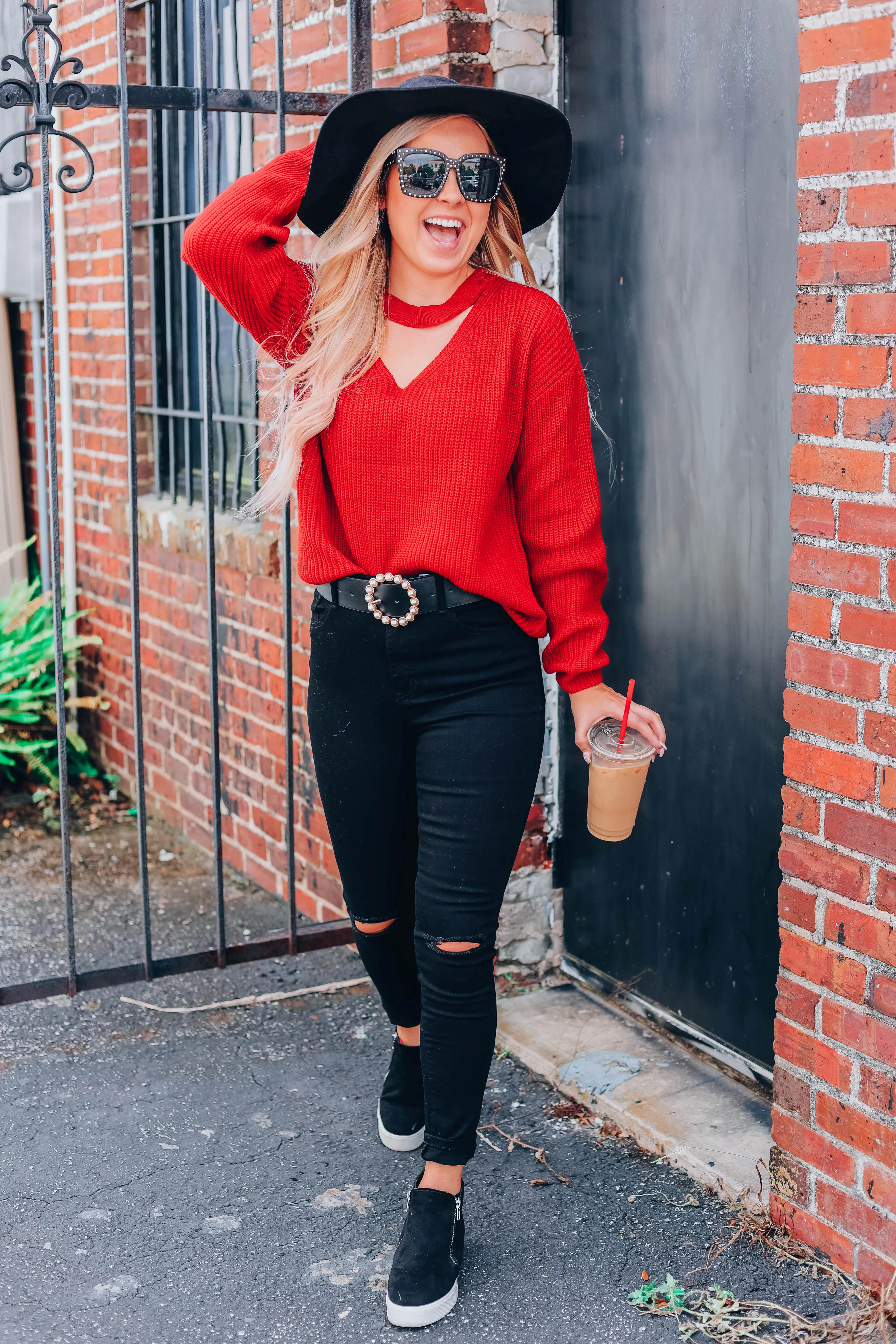 Just Met You Choker Sweater - Ruby