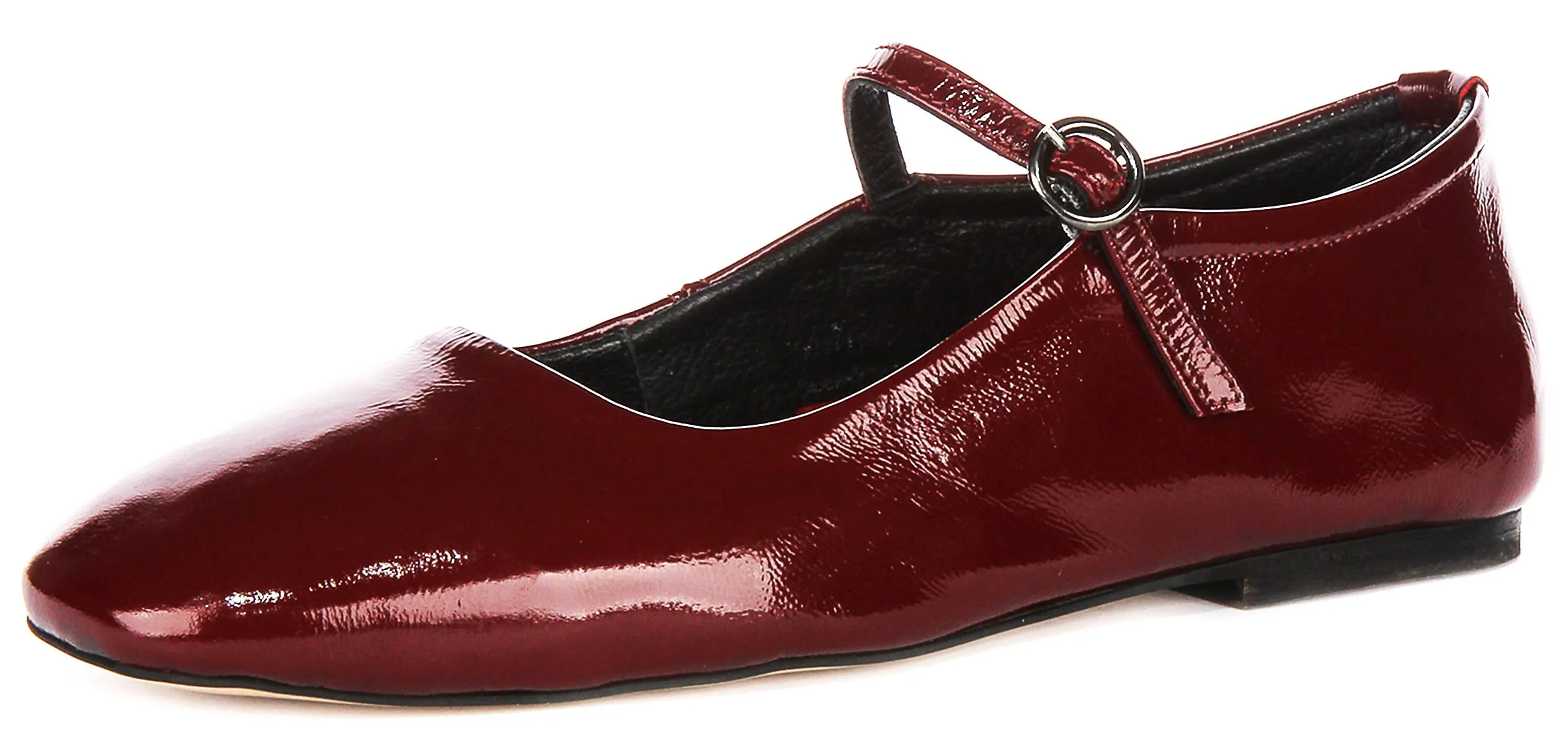 Justinreess England Kiera Square Toe Mary Jane In Burgundy Patent