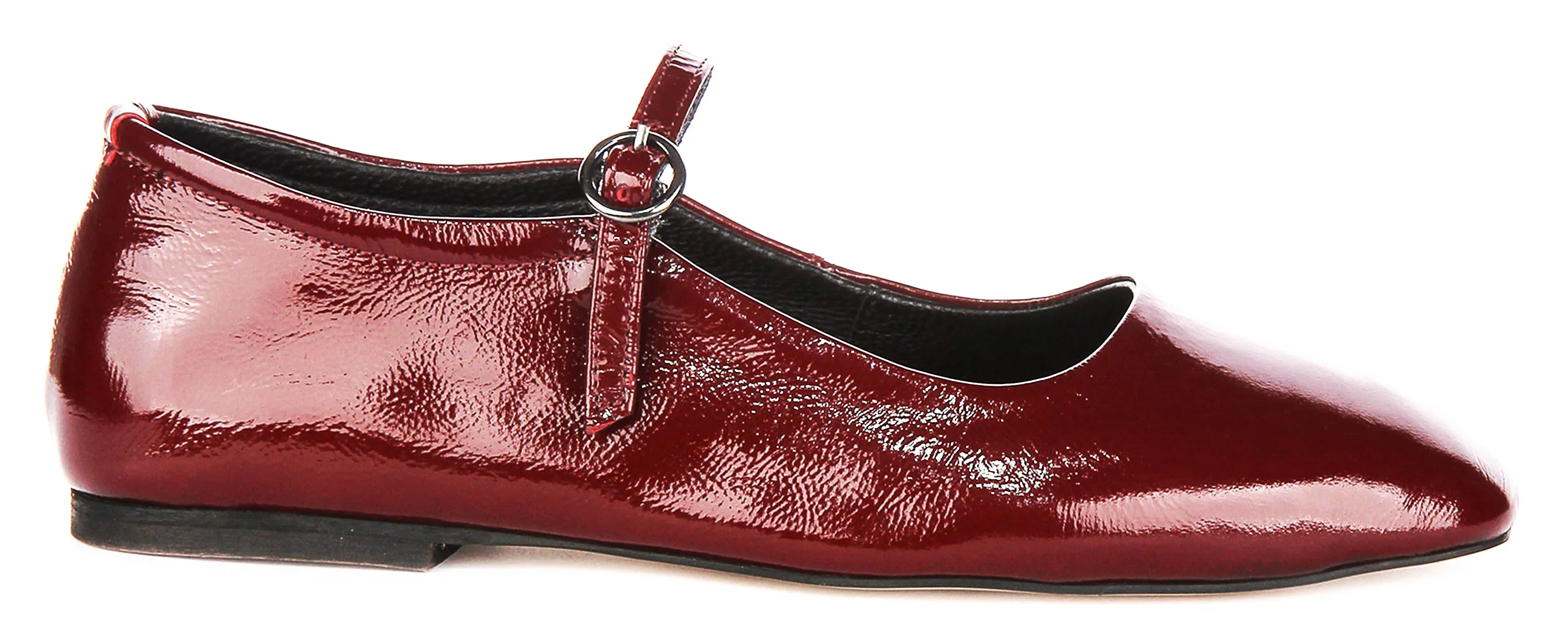 Justinreess England Kiera Square Toe Mary Jane In Burgundy Patent