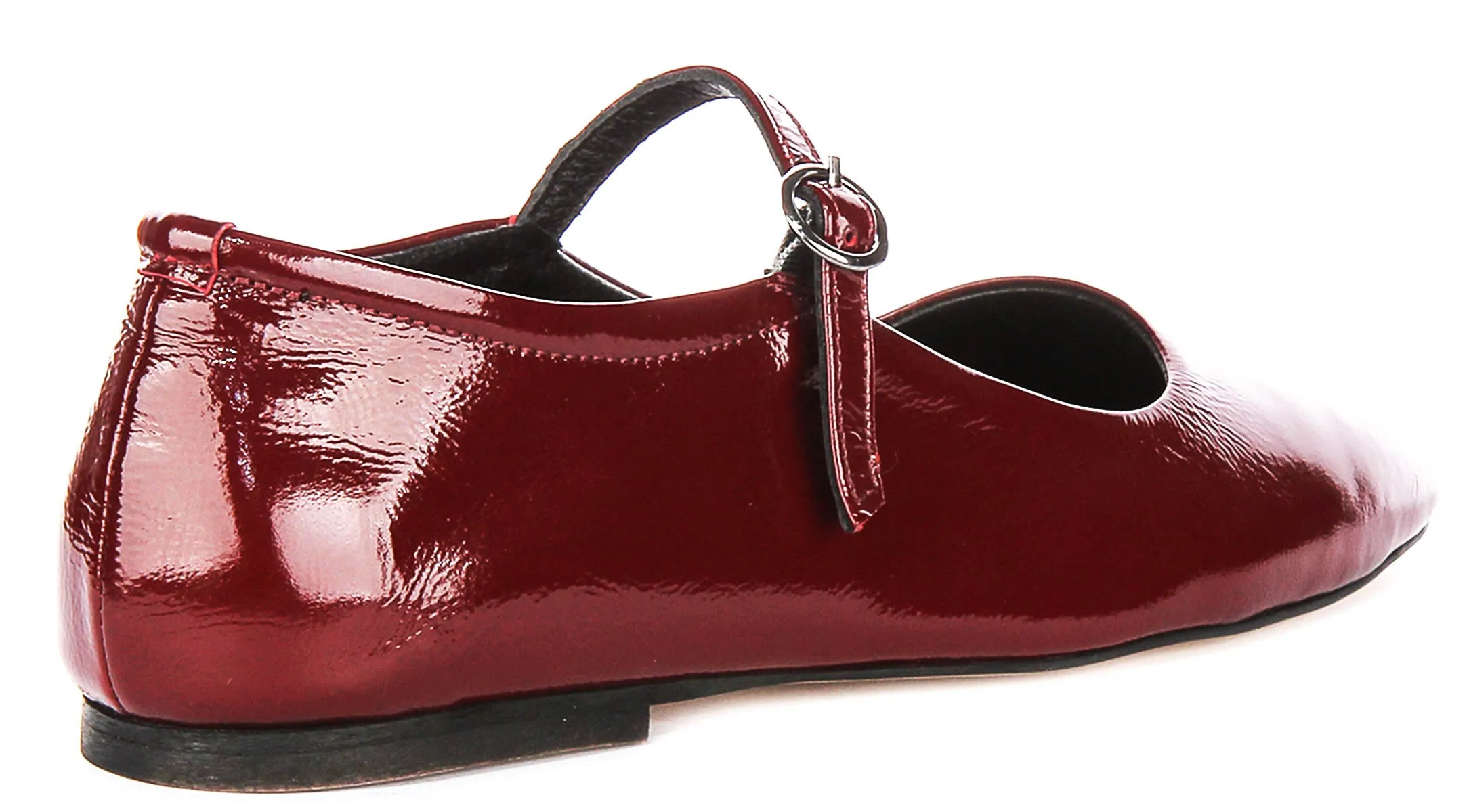 Justinreess England Kiera Square Toe Mary Jane In Burgundy Patent