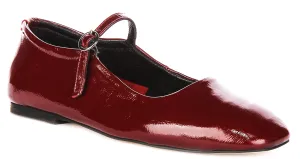 Justinreess England Kiera Square Toe Mary Jane In Burgundy Patent