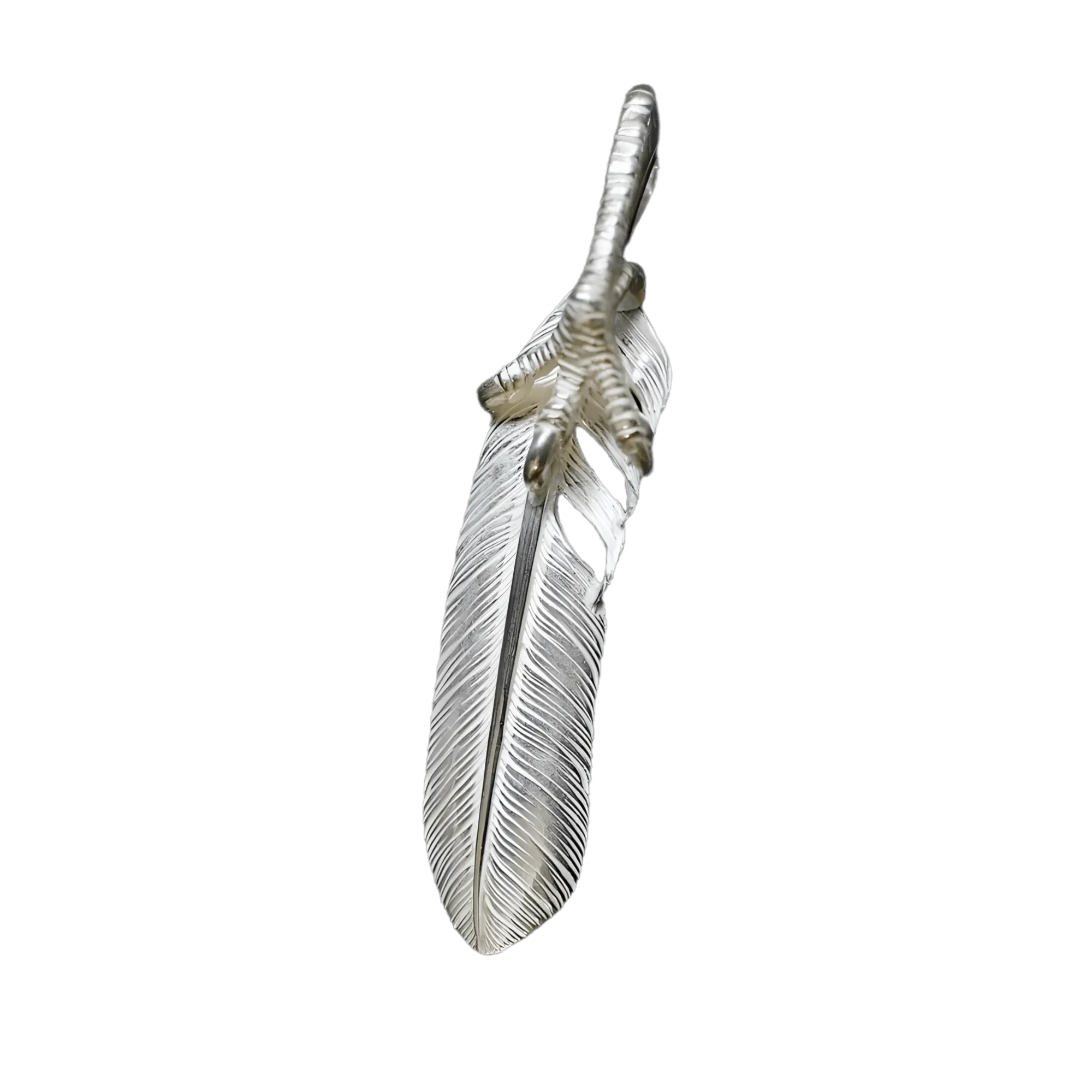 Ken Kikuchi Silver Feather with Claw Pendant