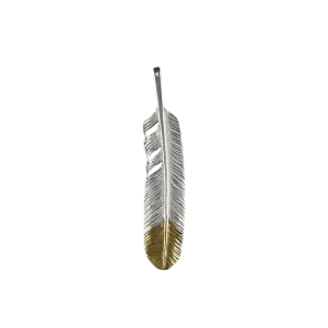 Ken Kikuchi Silver Feather with Gold Tip Pendant F-32/F-33
