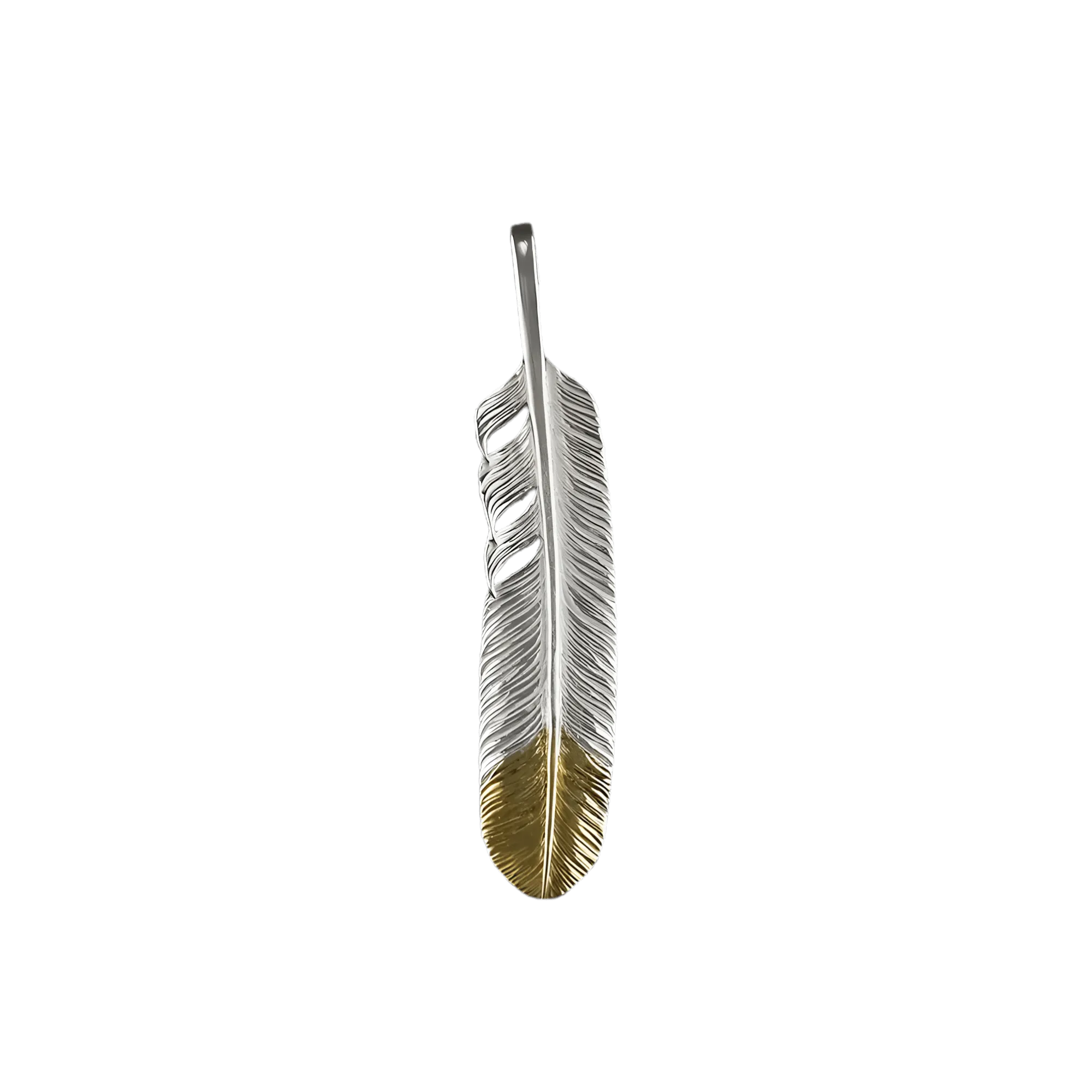 Ken Kikuchi Silver Feather with Gold Tip Pendant F-32/F-33