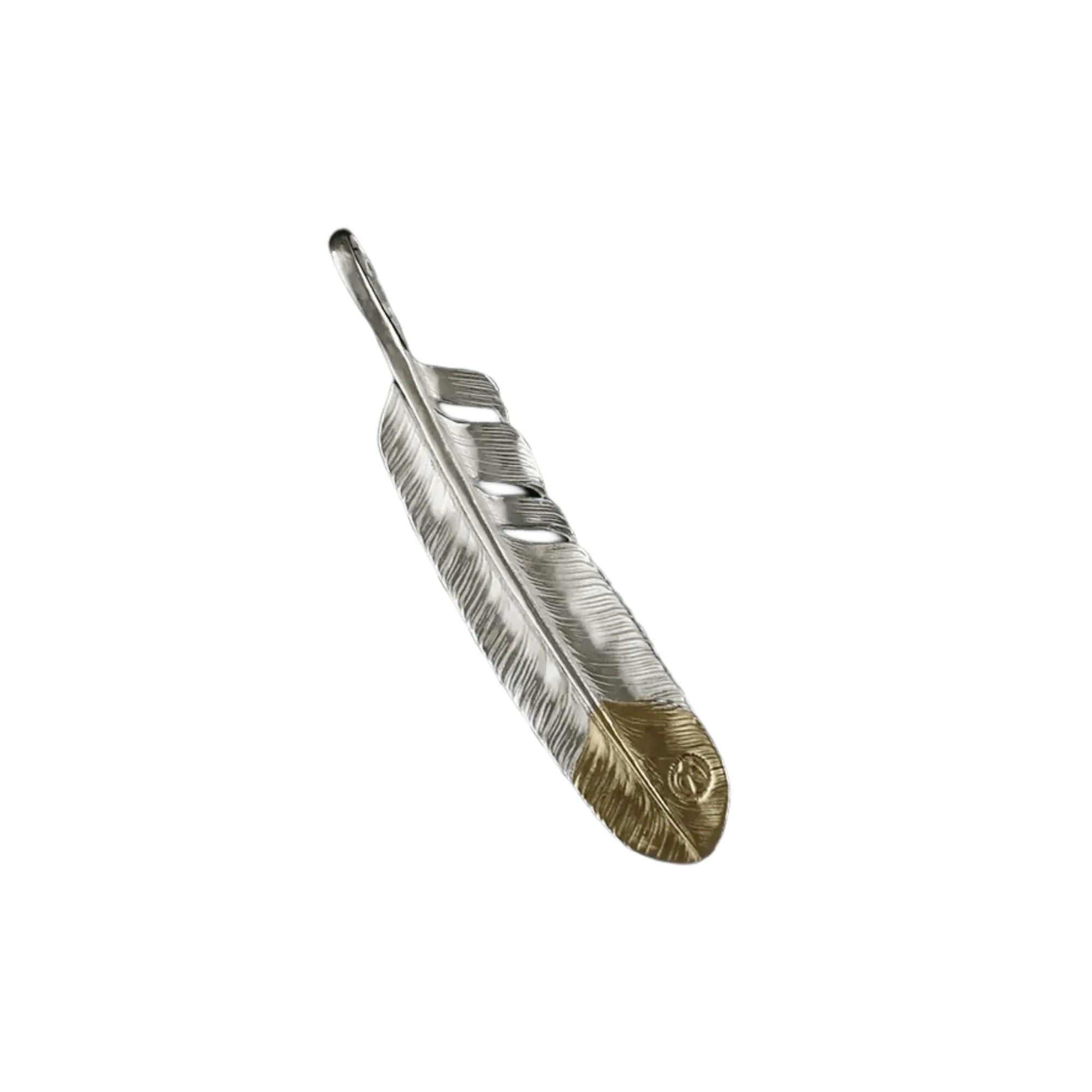 Ken Kikuchi Silver Feather with Gold Tip Pendant F-32/F-33