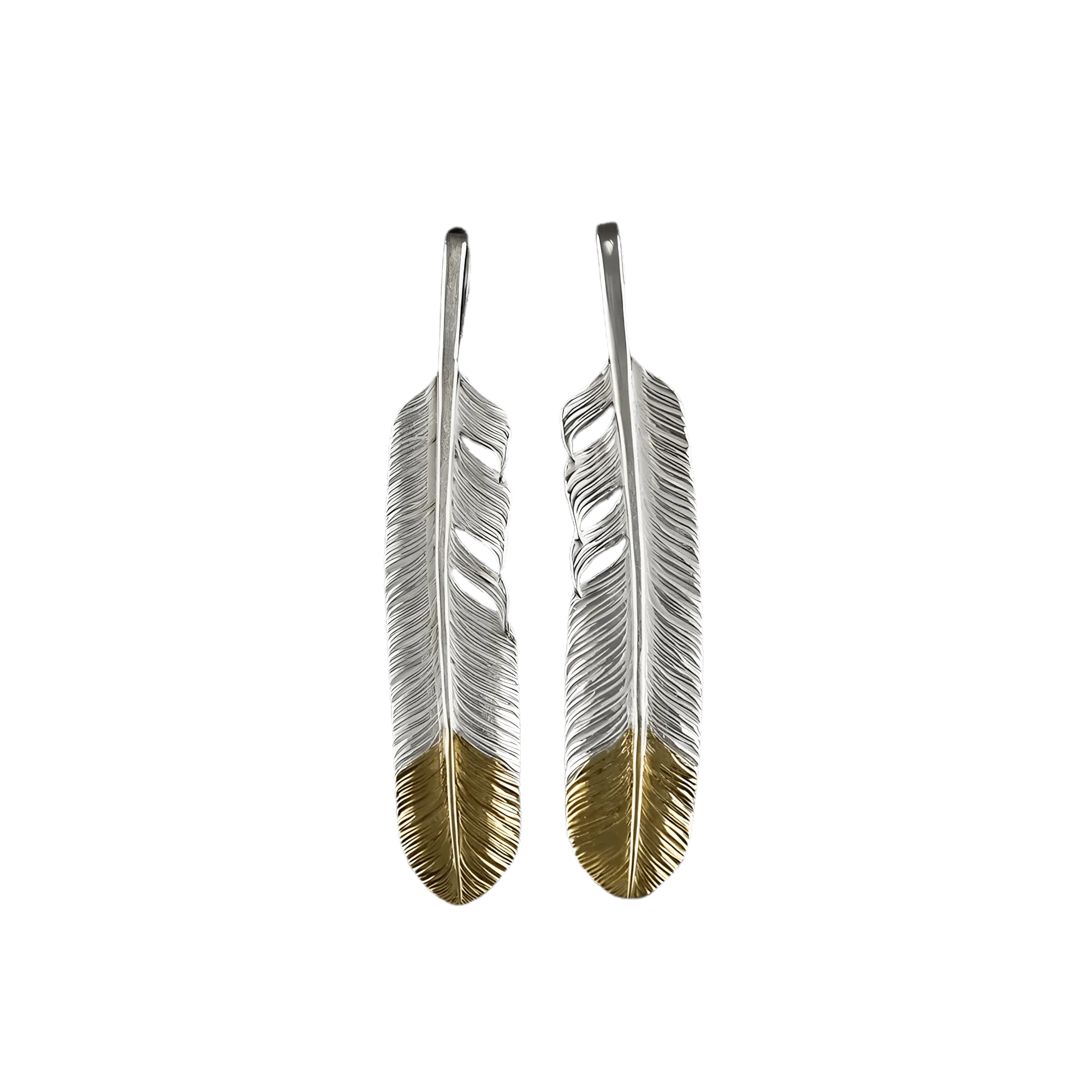 Ken Kikuchi Silver Feather with Gold Tip Pendant F-32/F-33
