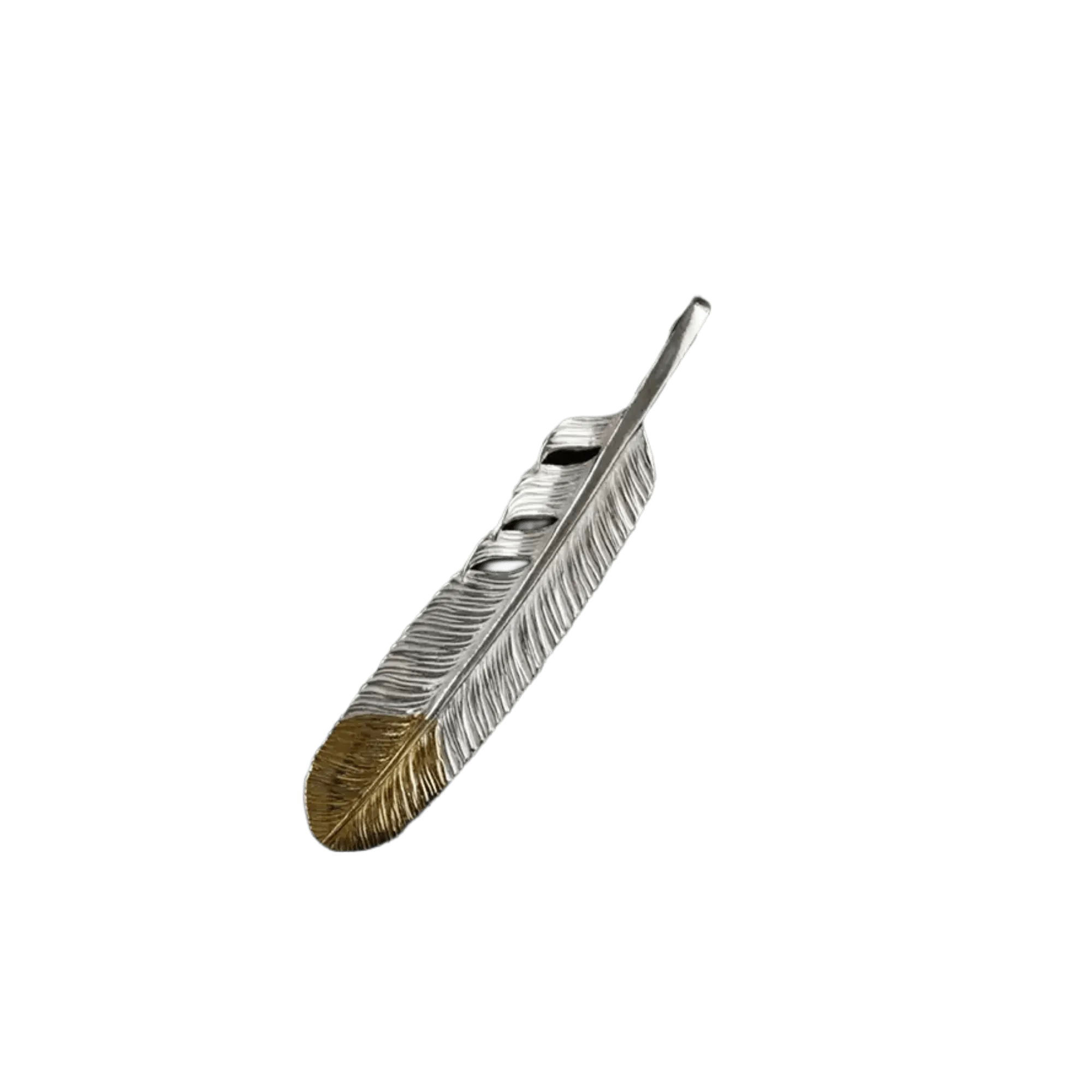Ken Kikuchi Silver Feather with Gold Tip Pendant F-32/F-33