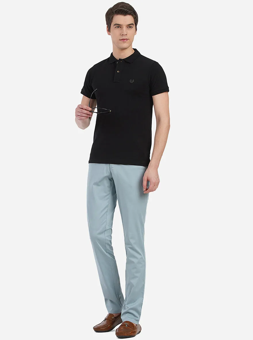 Light Blue Solid Uno Fit Casual Trouser | JadeBlue