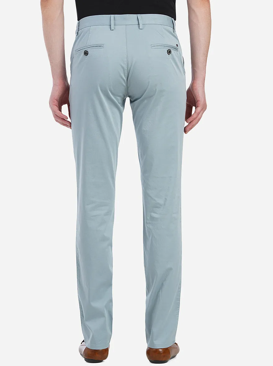 Light Blue Solid Uno Fit Casual Trouser | JadeBlue