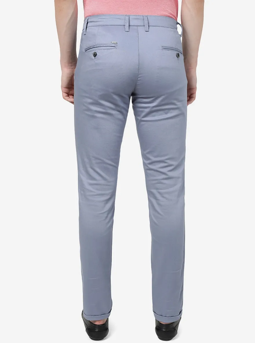 Light Grey Solid Neo Fit Casual Trouser | Greenfibre