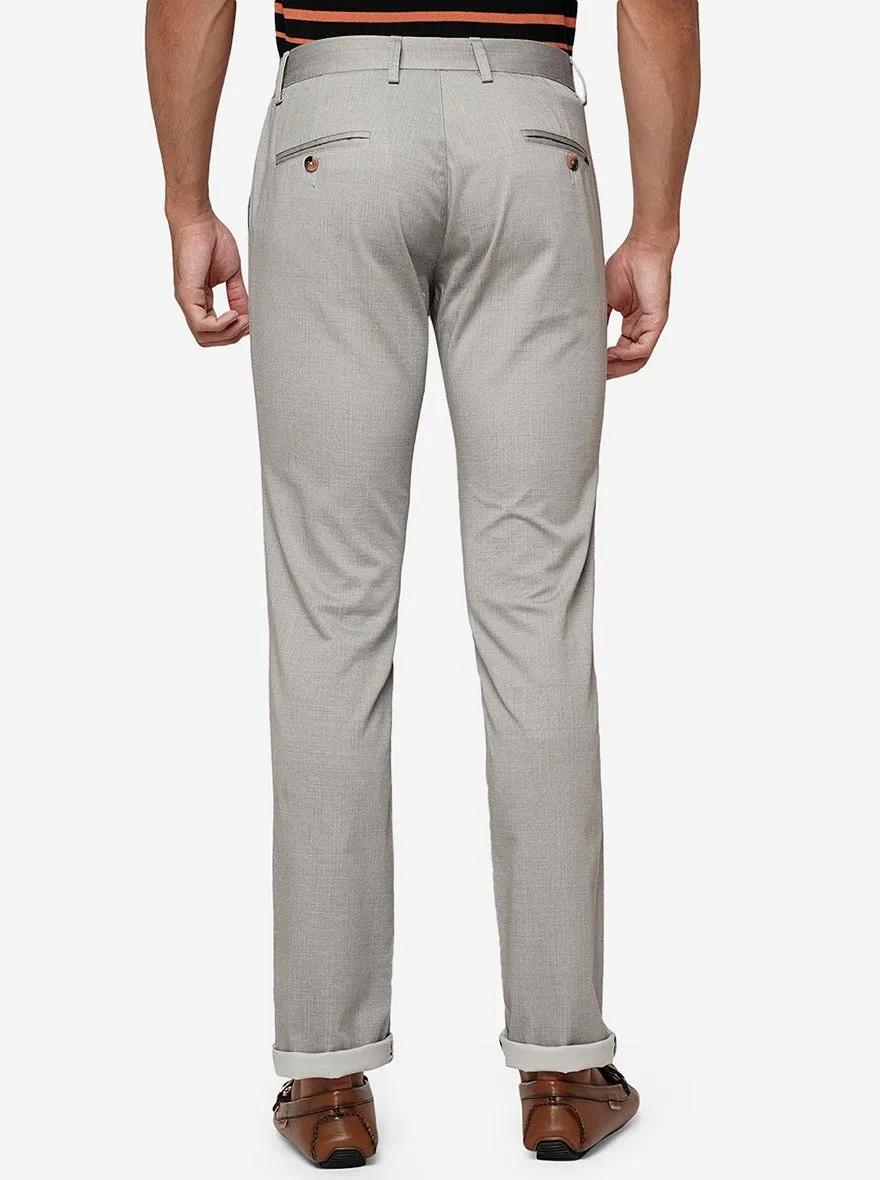 Light Grey Solid Super Slim Fit Casual Trouser | Greenfibre