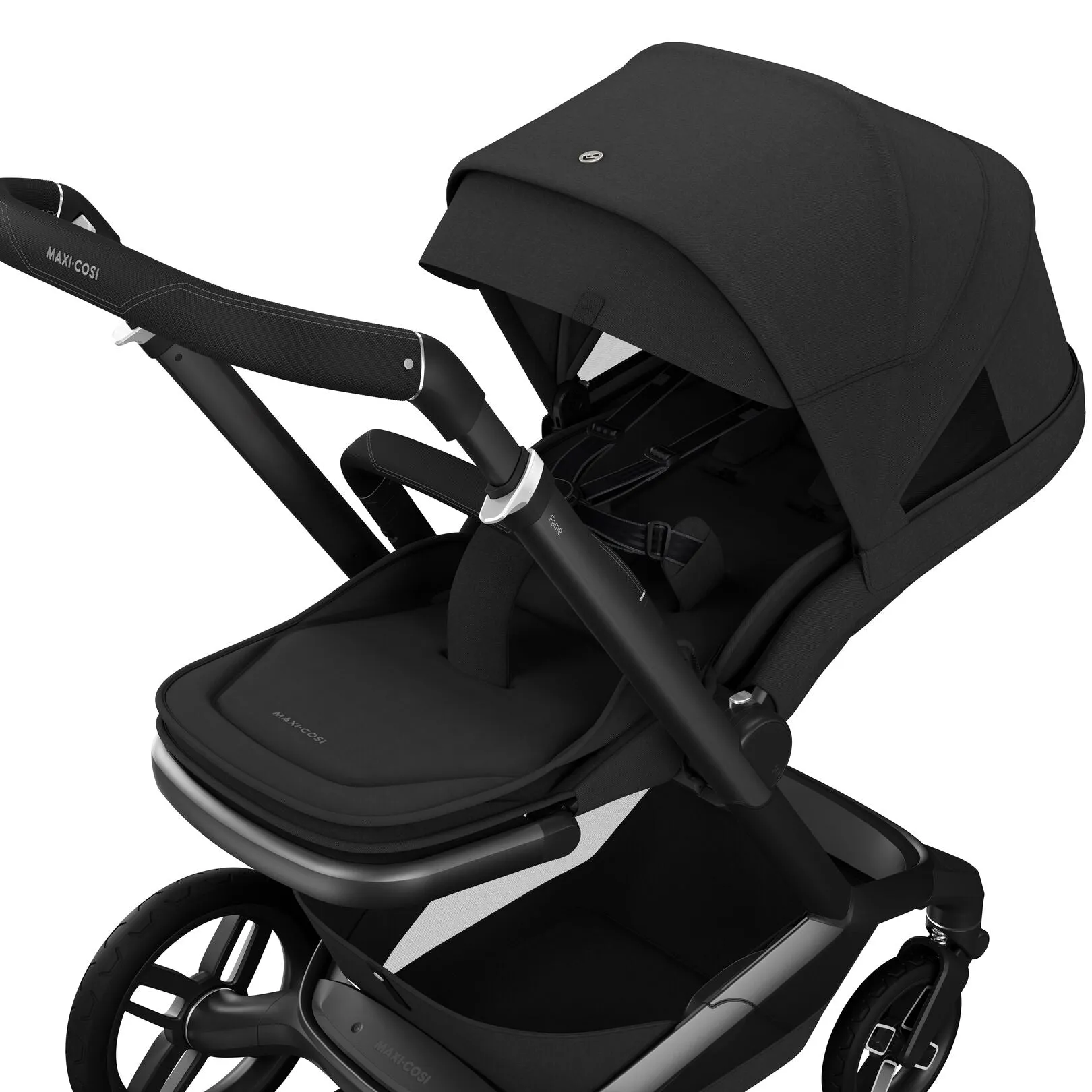 Maxi Cosi Fame Complete Travel System Bundle With Accessories, Pebble 360 Car Seat and ISOFIX Base - Twillic Black
