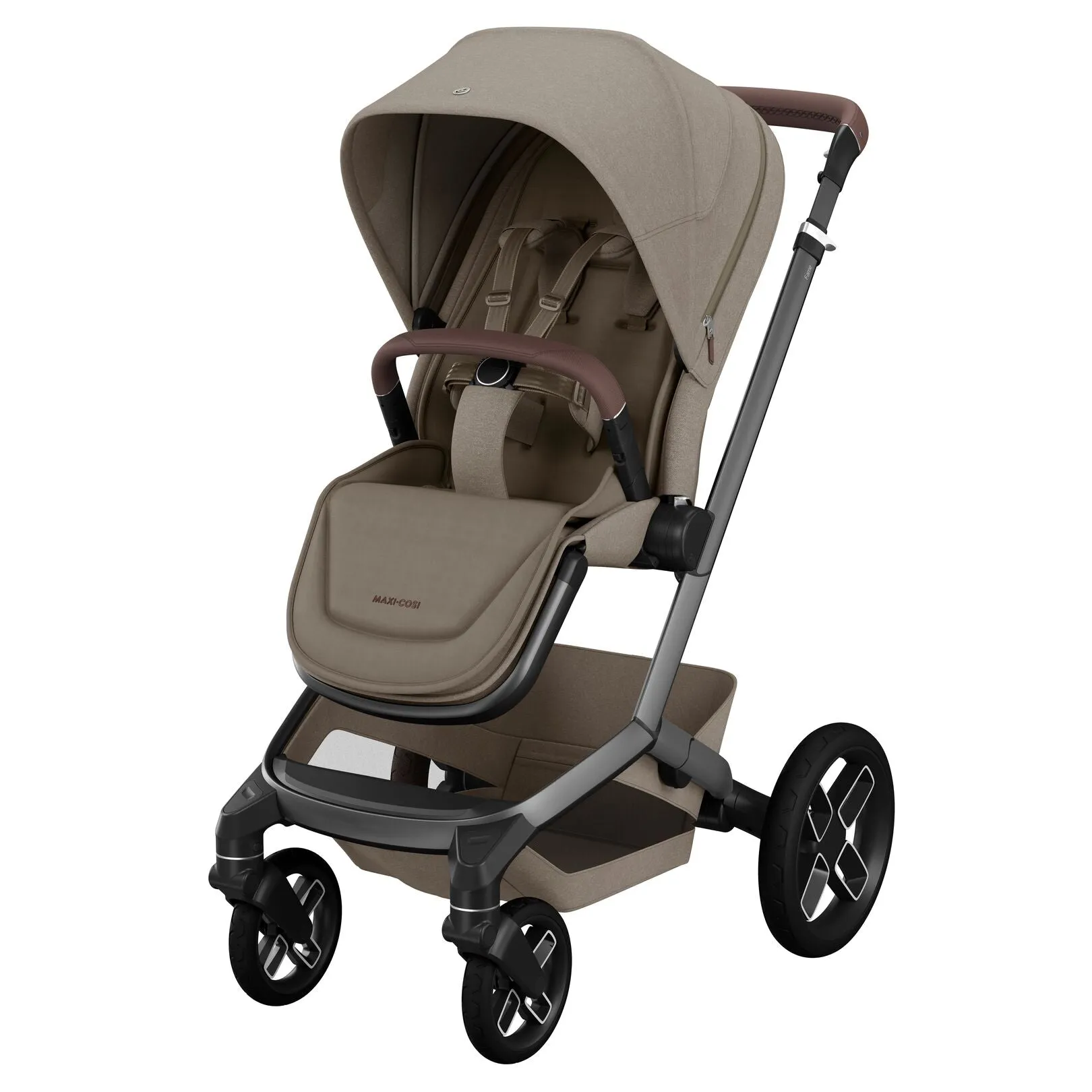 Maxi Cosi Fame Complete Travel System Bundle With Accessories, Pebble 360 Car Seat and ISOFIX Base - Twillic Truffle